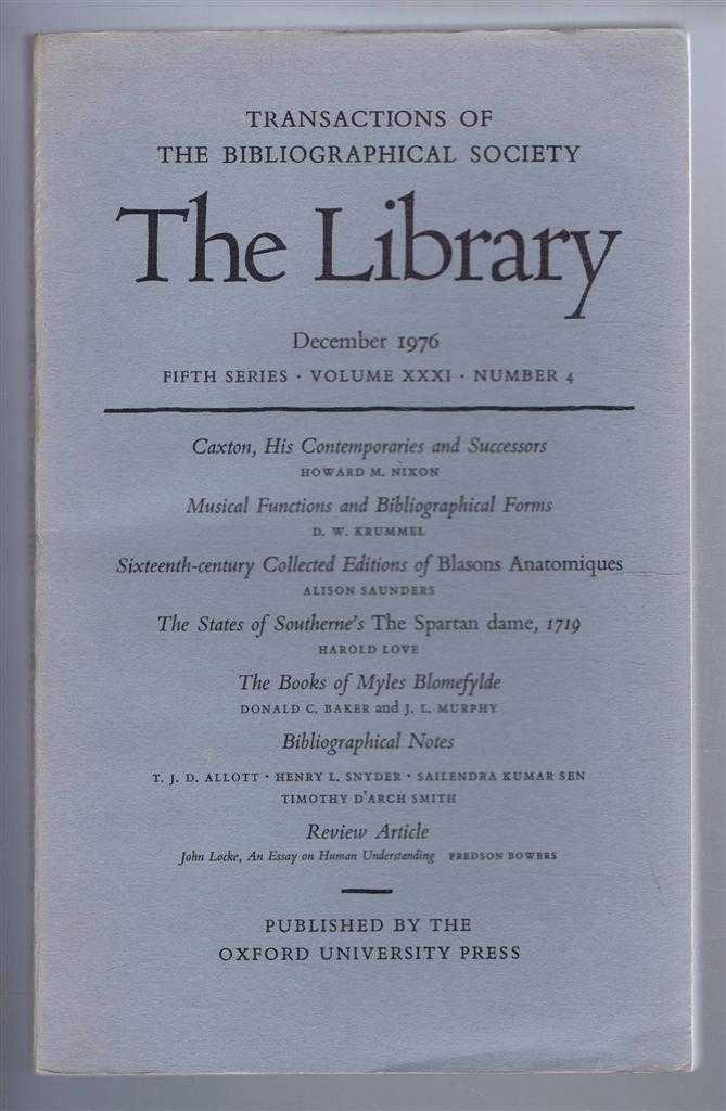 Edited by Peter Davison - The Transactions of the Bibliographical Society, The Library, Fifth Series, Vol XXXI, No. 4 December 1976