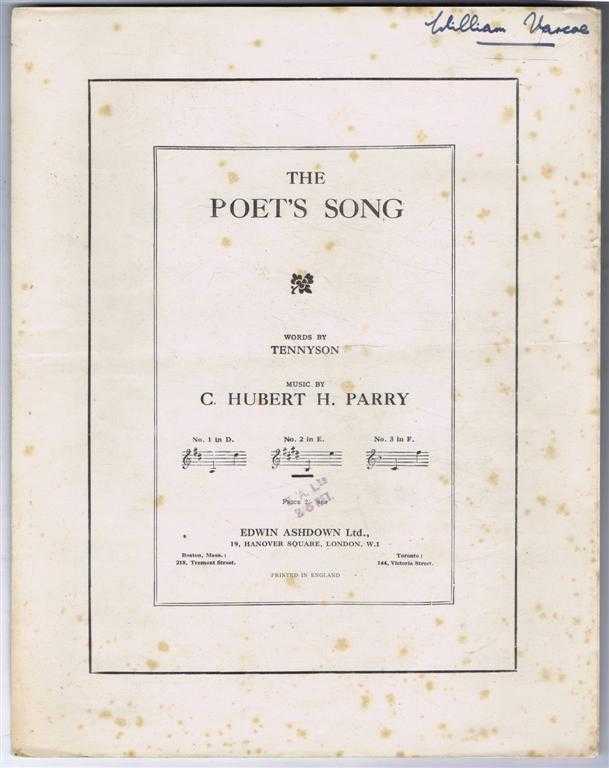 Words by Tennyson; music by C Hubert H Parry - The Poet's Song. No. 2 in E