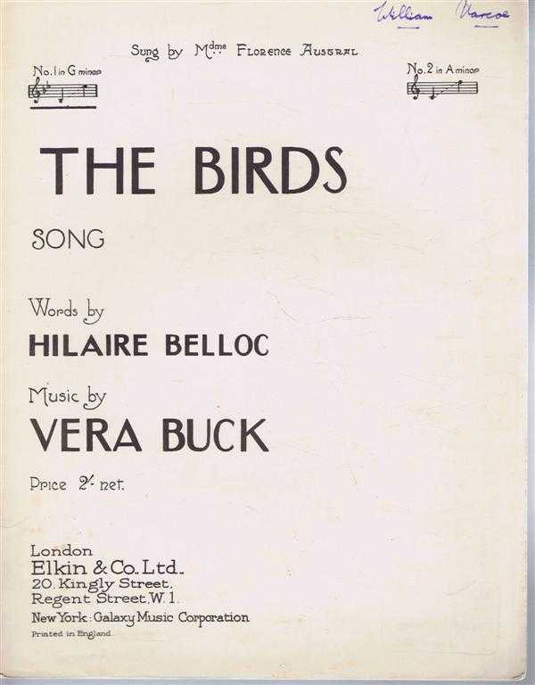 words by Hilaire Belloc; music by Vera Buck - The Birds, No. 1 in G minor