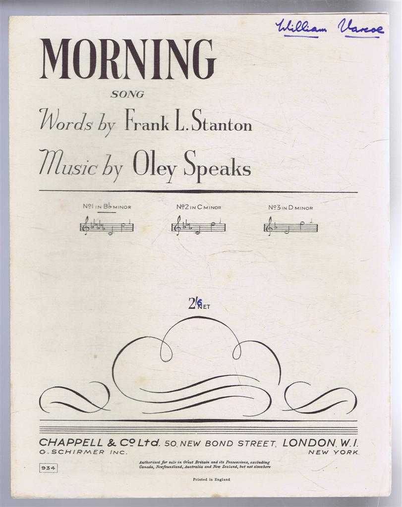 Music By Oley Speaks, words by Frank L Stanton. French version by Suzanne D'AstoriaJackowska - Morning, song. No. 1 in B flat minor. No. 934 (Le Jour)