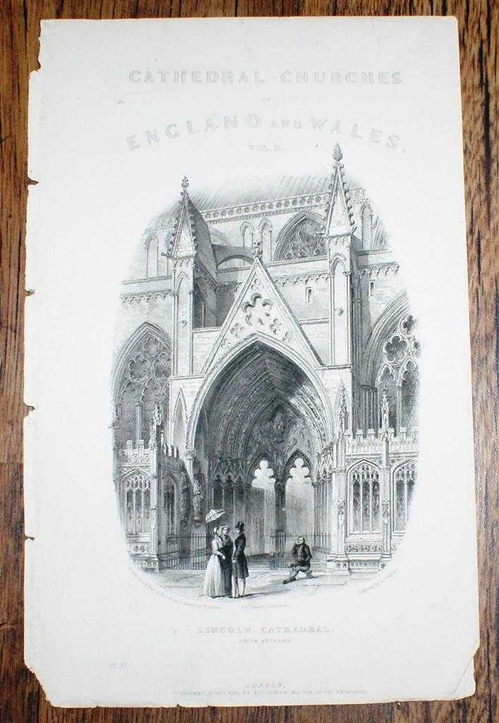 B. Winkles and R. Garland - Disbound Vignette Title Page with Engraving of Lincoln Cathedral's South Entrance, from Winkles's Architectural and Picturesque Illustrations of the Cathrdral Churches of England and Wales Vol. II