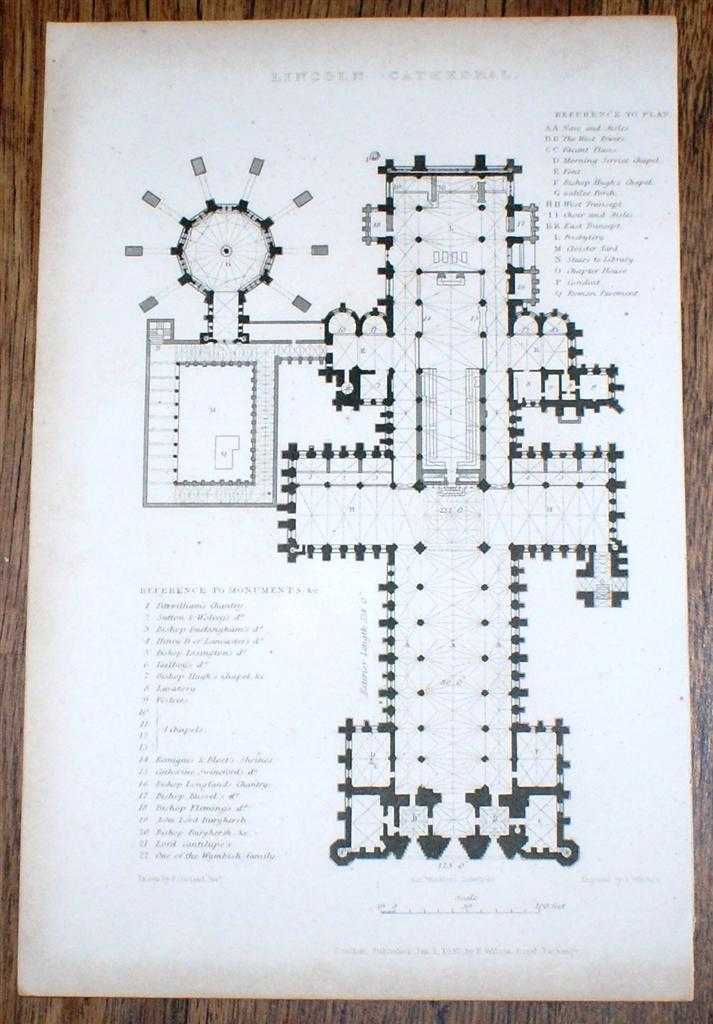 B. Winkles and R. Garland - Disbound Engraving with the Plan of Lincoln Cathedral, from Winkles's Architectural and Picturesque Illustrations of the Catherdral Churches of England and Wales Vol. II