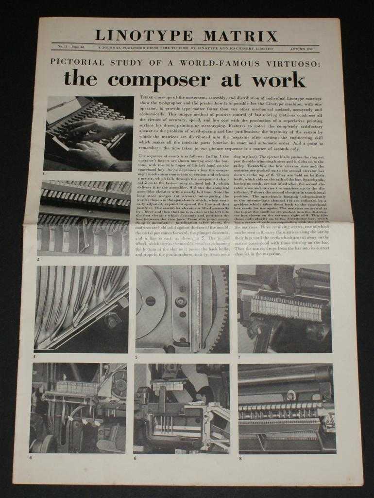 Linotype and Machinery Ltd. - Linotype Matrix - Issue Number 11, Autumn 1951. 