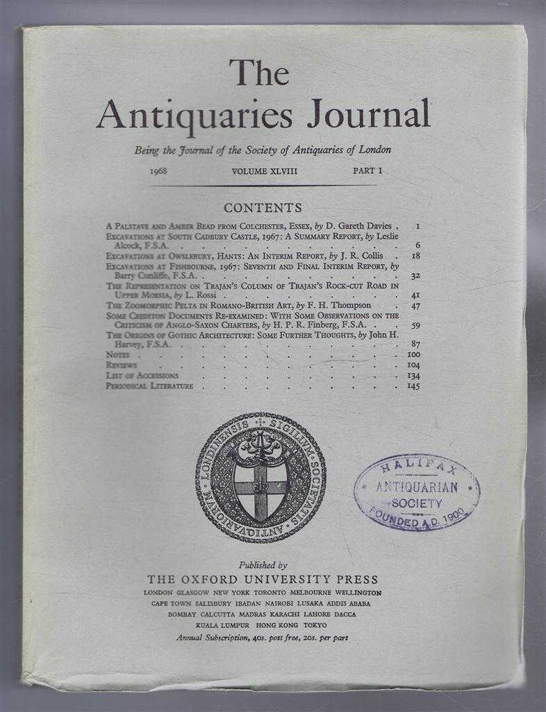 D Gareth Davies; Leslie Alcock; J R Collis; Barry Cunliffe; L Rossi; F H Thompson; H P R Finberg; etc. - The Antiquaries Journal, Being the Journal of The Society of Antiquaries of London, Volume XLVIII, 1968, Part I