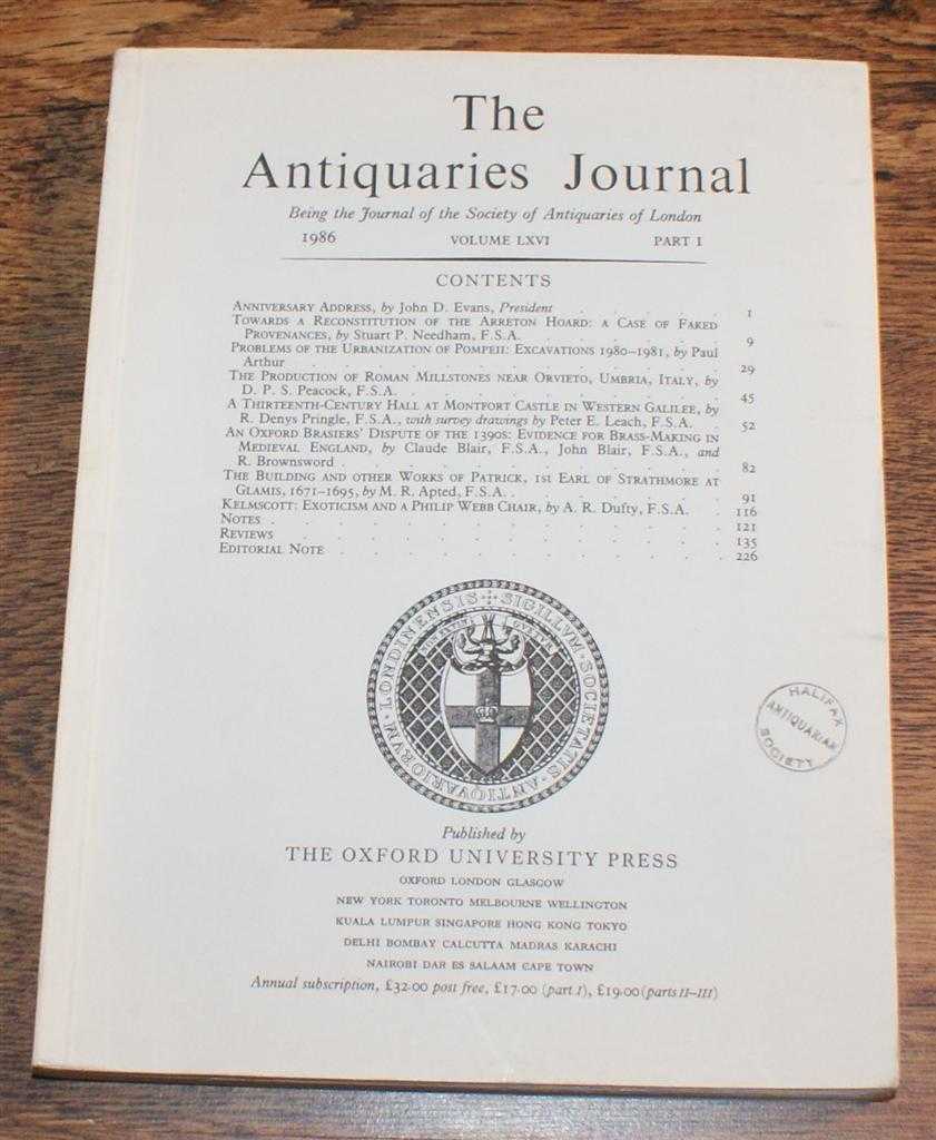 John D Evans; Stuart P Needham; etc. - The Antiquaries Journal, Being the Journal of The Society of Antiquaries of London, Volume LXVI, 1986, Part I