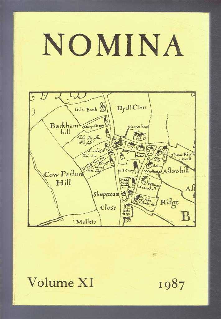 Cecily Clark; O J Padel; Alexander Rumble; Veronica Smart; (Eds.) - Nomina. Vol. XI (11) - 1987, A journal of name studies relating to Great Britain and Ireland