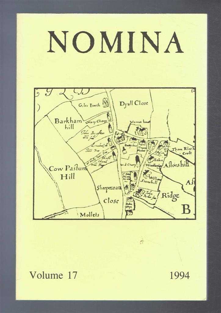 O J Padel; John Freeman; David Postles; Veronica Smart; (Eds.) - Nomina. Vol. 17 - 1994. Journal of the Society for Name Studies in Britain and Ireland