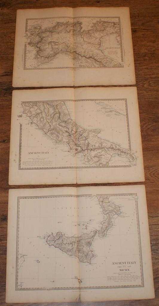 Edward Stanford, Engraved by J & C Walker - Map of Ancient Italy and Sicily in Three Sheets - disbound map sheets from 1857 