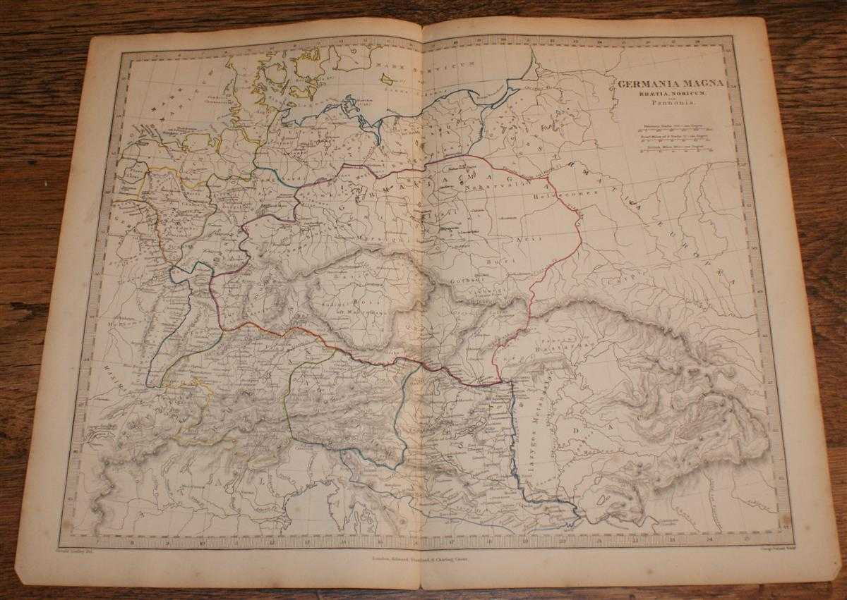 Edward Stanford, George Welland - Map of Germania Magna, Rhaetia, Noricum and Pannonia - disbound sheet from 1857 