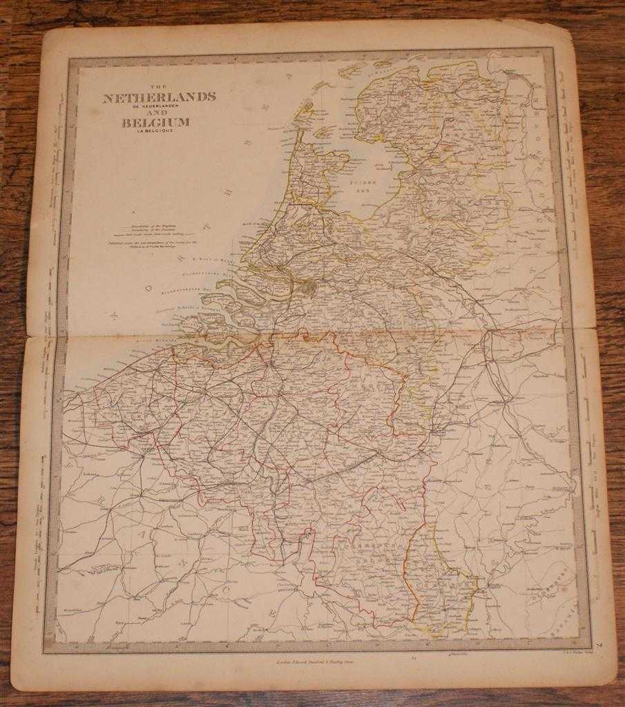 Edward Stanford, J. & C. Walker - Map of the Netherlands and Belguim (De Nederlanden & La Belgique) - disbound sheet from 1857 