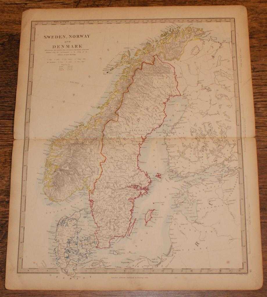 Edward Stanford, J. & C. Walker - Map of Sweden, Norway and Denmark - disbound sheet from 1857 