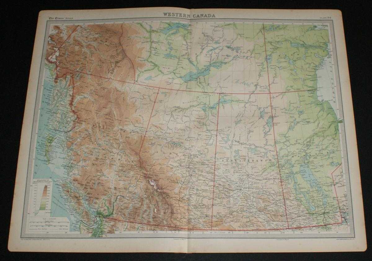The Times and J. G. Bartholomew - Map of Western Canada from the 1920 Times Survey Atlas (Plate 84) including British Columbia, Alberta, Saskatchewan, Manitoba and parts of Yukon, Mackenzie and Keewatin