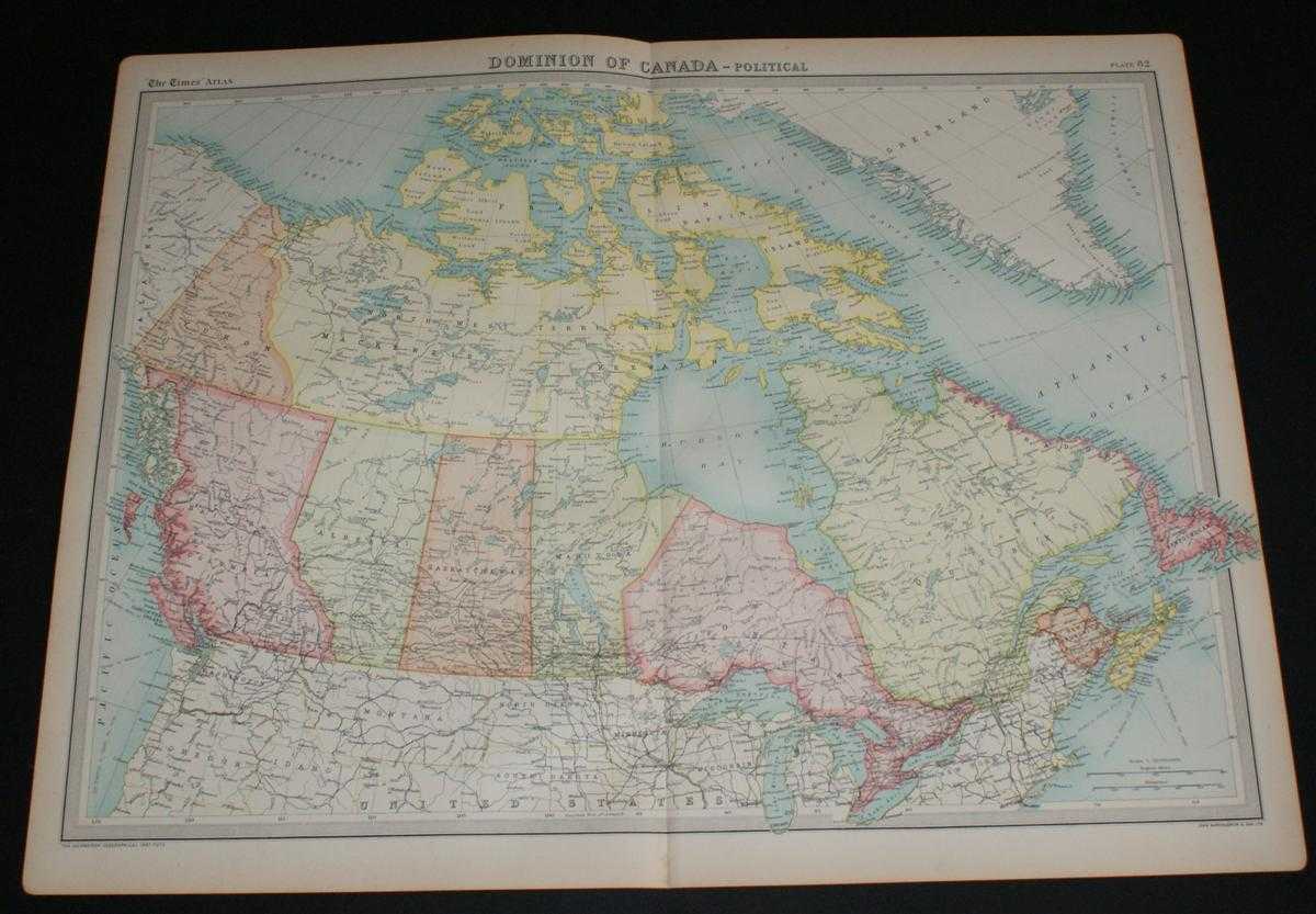 The Times and J. G. Bartholomew - Map of Canada from the 1920 Times Survey Atlas (Plate 82 Dominion of Canada - Political)