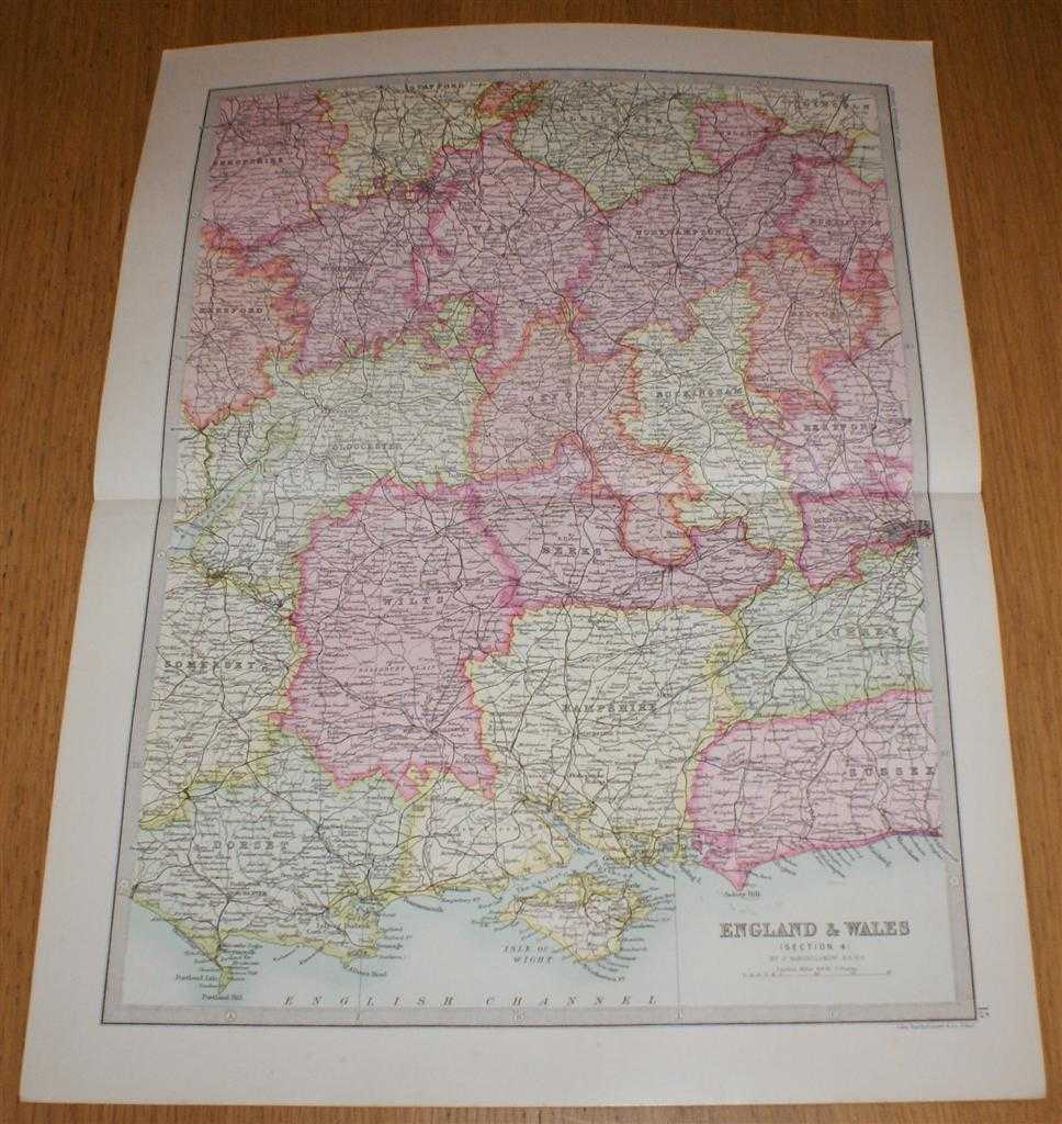 John Bartholomew - Map of England & Wales (Section 4) covering Worcester, Warwick, Northampton, Gloucester, Oxford, Buckingham, Hampshire, Isle of Wight, etc. - Sheet 15 Disbound from the 1890 'The Library Reference Atlas of the World'