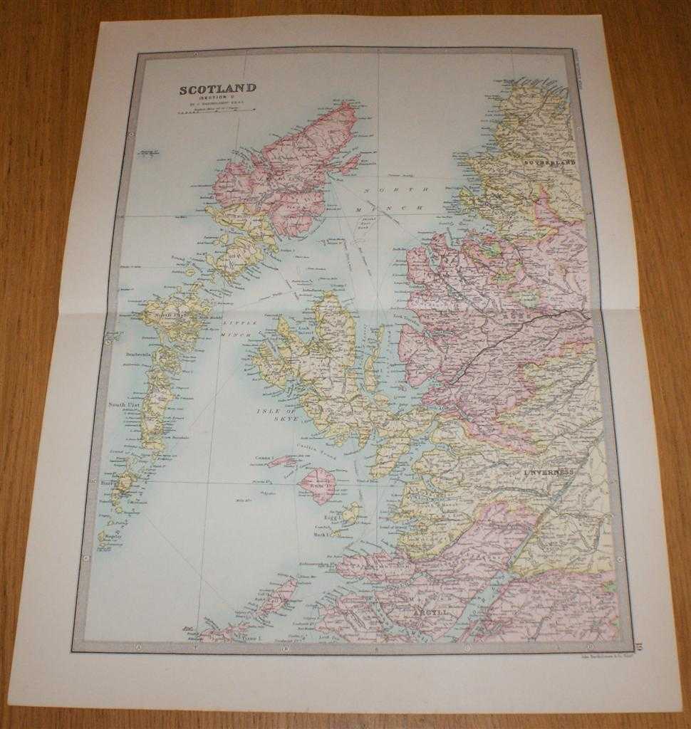 John Bartholomew - Map of Scotland (Section 1) covering the Western Isles or Outer Hebrides, Skye, Rum and parts of North West Scotland - Sheet 19 Disbound from the 1890 'The Library Reference Atlas of the World'