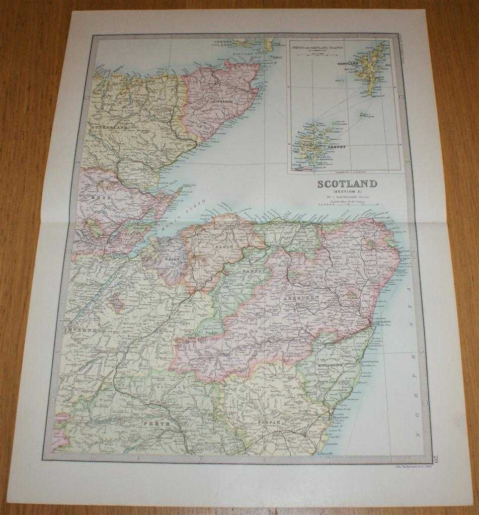 John Bartholomew - Map of Scotland (Section 2) covering North East Scotland including Thurso, Orkney, Shetland, Inverness, Aberdeen and Montrose - Sheet 20 Disbound from the 1890 'The Library Reference Atlas of the World'