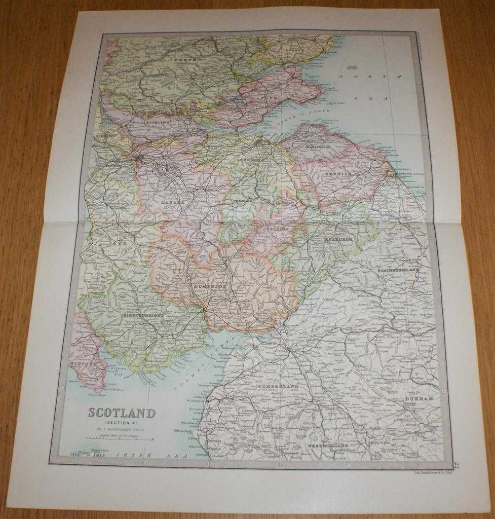 John Bartholomew - Map of Scotland (Section 4) covering Southern Scotland and Scottish/English Border - Sheet 22 Disbound from the 1890 'The Library Reference Atlas of the World'