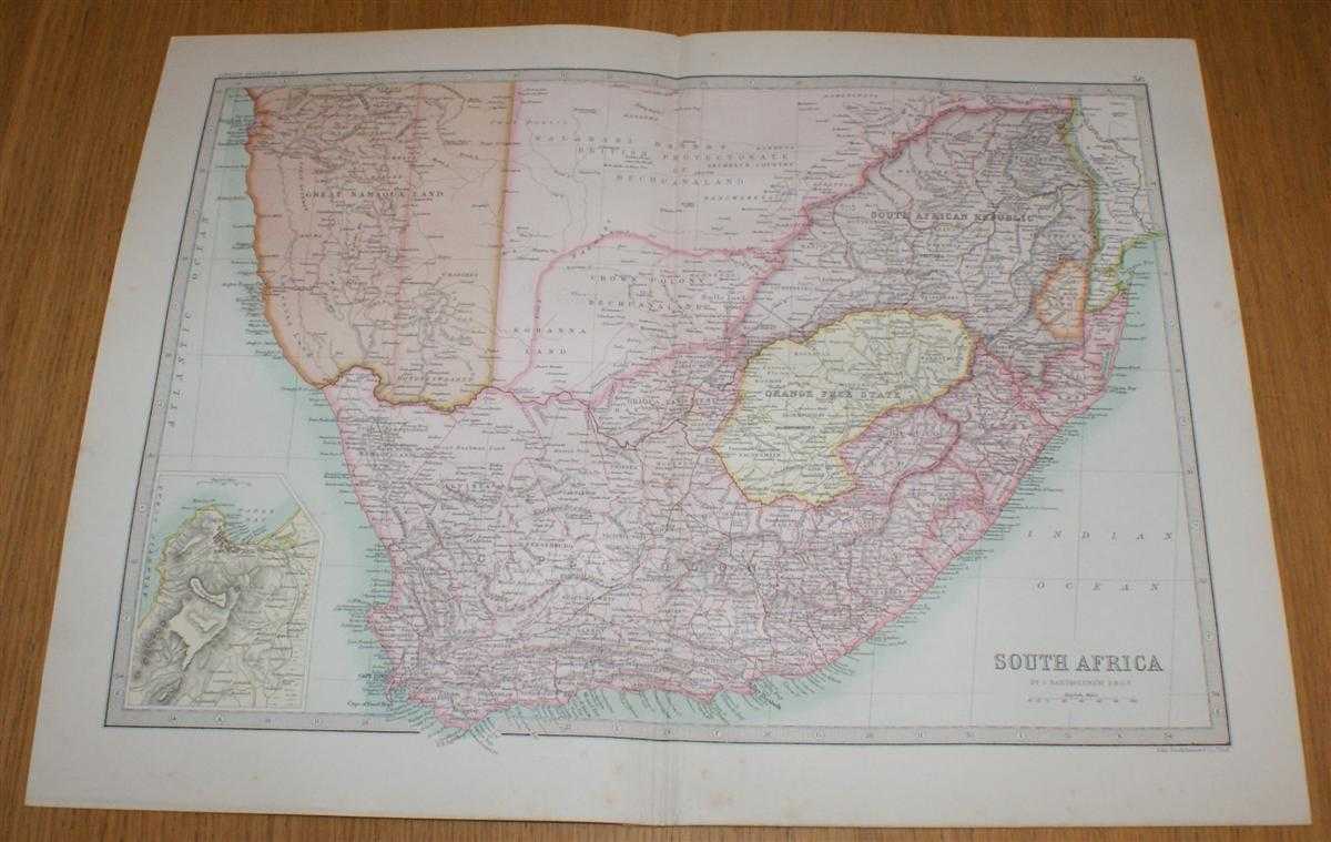 John Bartholomew - Map of South Africa - Sheet 56 Disbound from the 1890 'The Library Reference Atlas of the World' including Great Mamaqua Land, Bechuanaland, Koranna Land, South African Republic, Orange Free State, Cape Colony, etc.