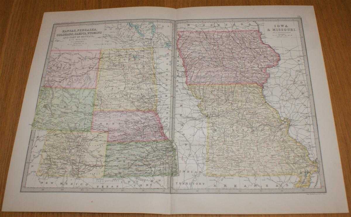 John Bartholomew - Map of Kansas, Nebraska, Colorado, Dakota, Wyoming, Iowa and Missouri - Sheet 73 (part of USA) Disbound from the 1890 'The Library Reference Atlas of the World'