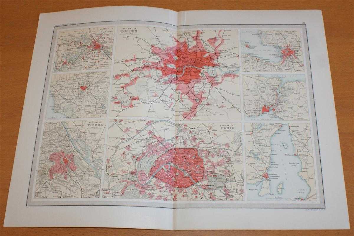 John Bartholomew - Plans of European Towns; London, Paris, Vienna, St. Petersburg, Berlin, Rome etc. (including railway lines) - Sheet 31 disbound from the 1890 'The Library Reference Atlas of the World'