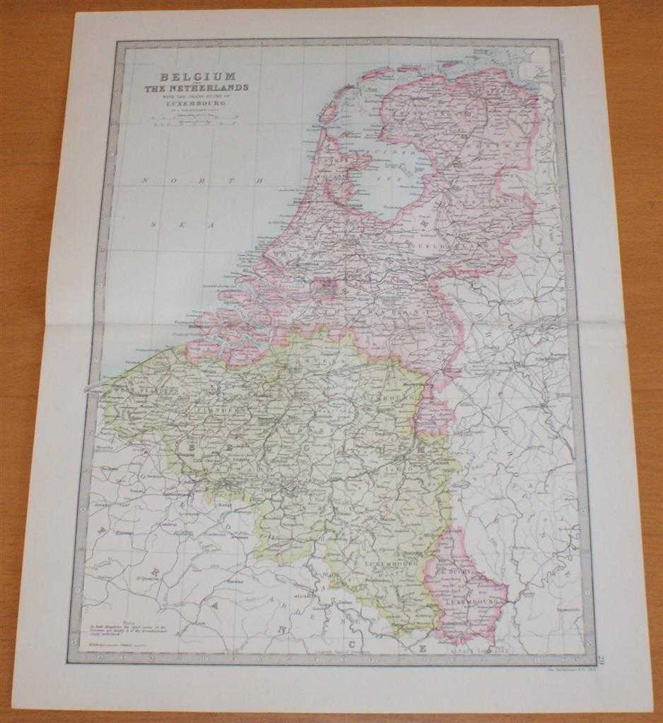 John Bartholomew - Map of Belgium and The Netherlands (Holland) with the Grand Duchy of Luxembourg - Sheet 29 disbound from the 1890 'The Library Reference Atlas of the World'
