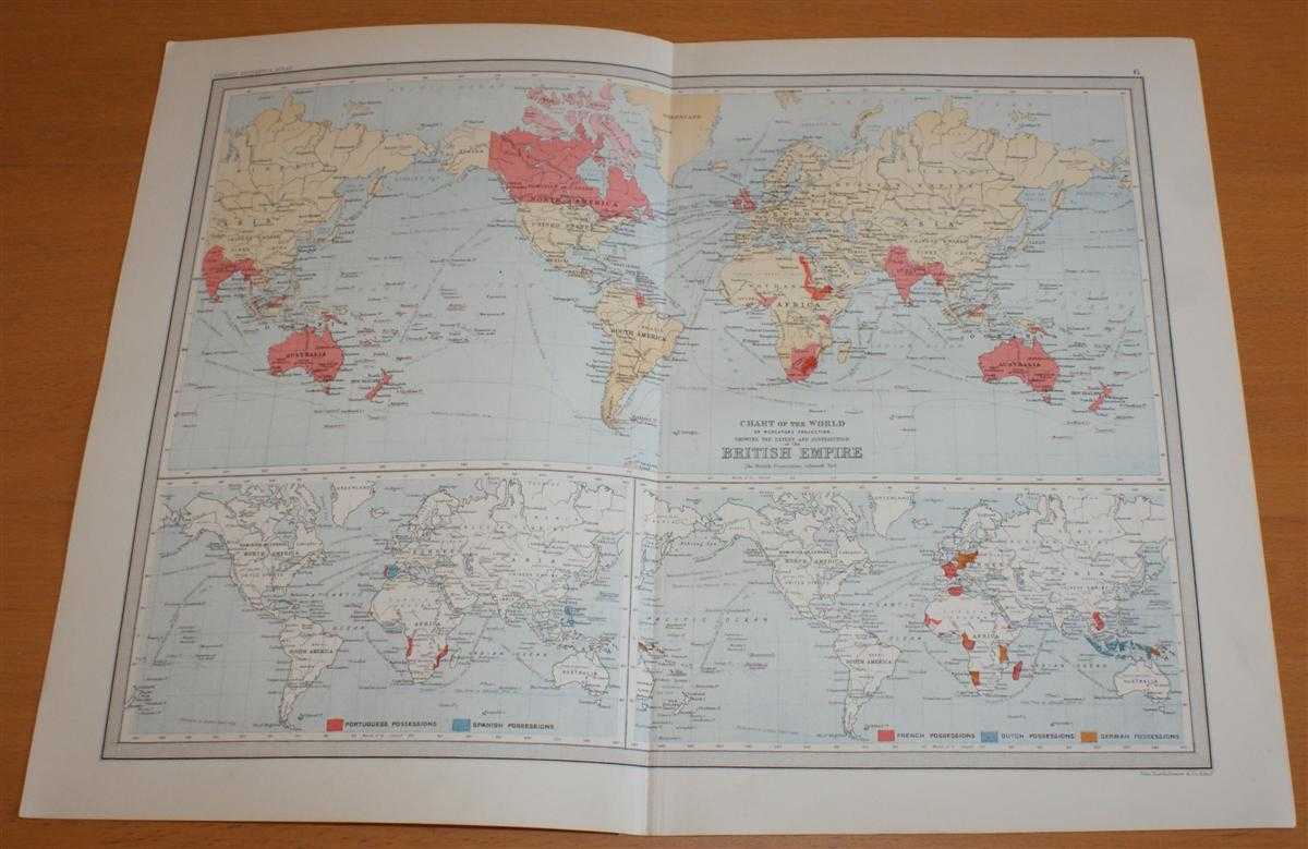 John Bartholomew - Map of The World showing the Extent and Distribution of the British Empire - Sheet 6 disbound from the 1890 'The Library Reference Atlas of the World'