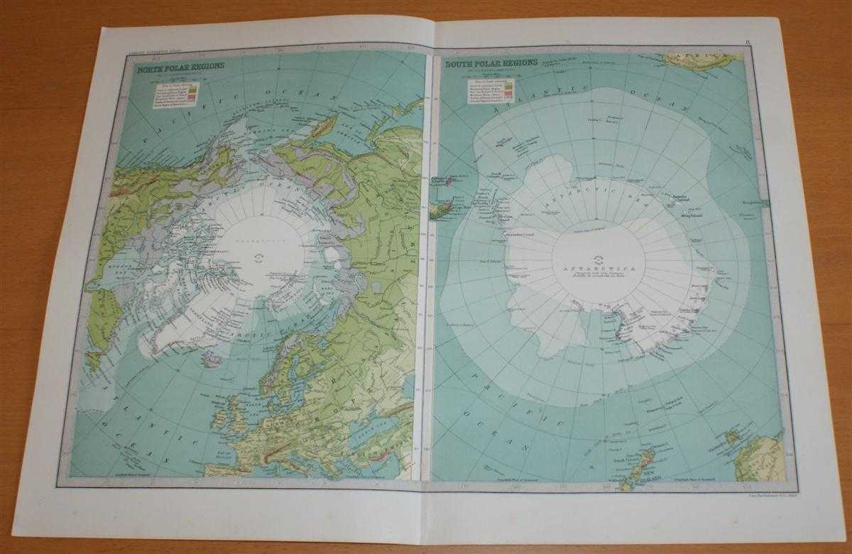 John Bartholomew - Map of The North and South Polar Regions, including Siberia, Greenland and Alaska - Sheet 8, disbound from the 1890 'The Library Reference Atlas of the World' (Antarctica and the Arctic)