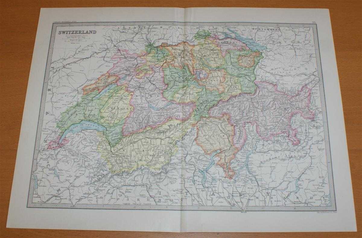 John Bartholomew - Map of Switzerland - Sheet 33 disbound from the 1890 'The Library Reference Atlas of the World'