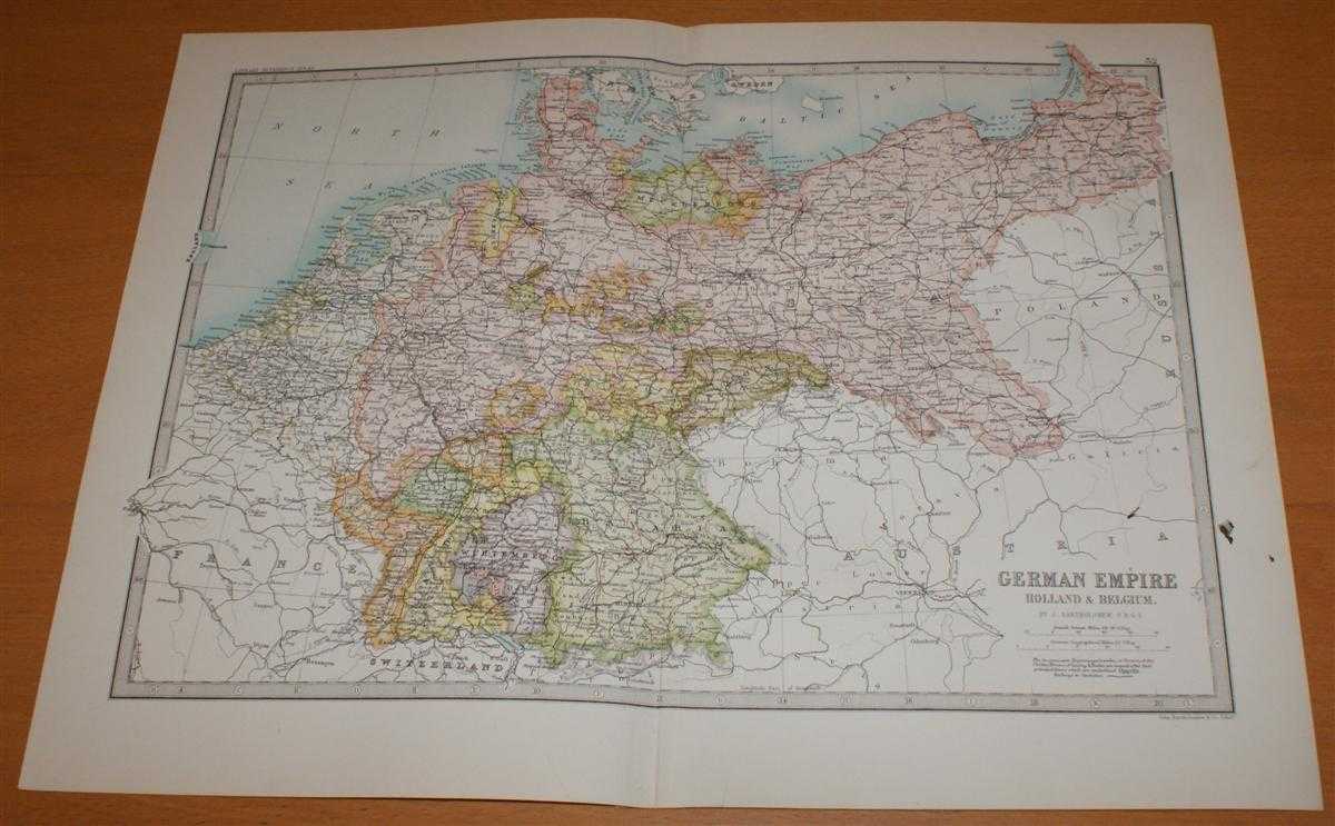 John Bartholomew - Map of 'German Empire, Holland & Belgium' - Sheet 32 disbound from the 1890 'The Library Reference Atlas of the World'