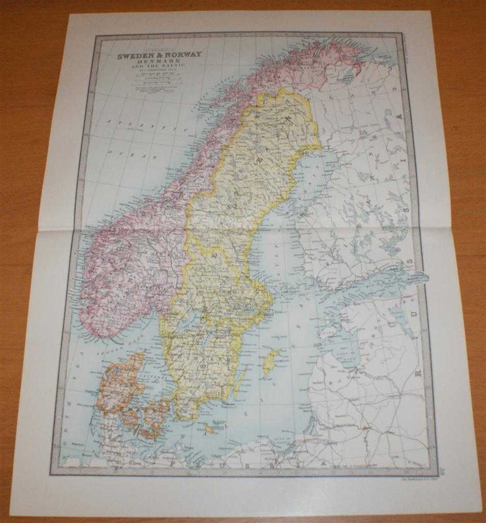 John Bartholomew - Map of Sweden, Norway, Denmark and the Baltic - Sheet 39 disbound from the 1890 'The Library Reference Atlas of the World'