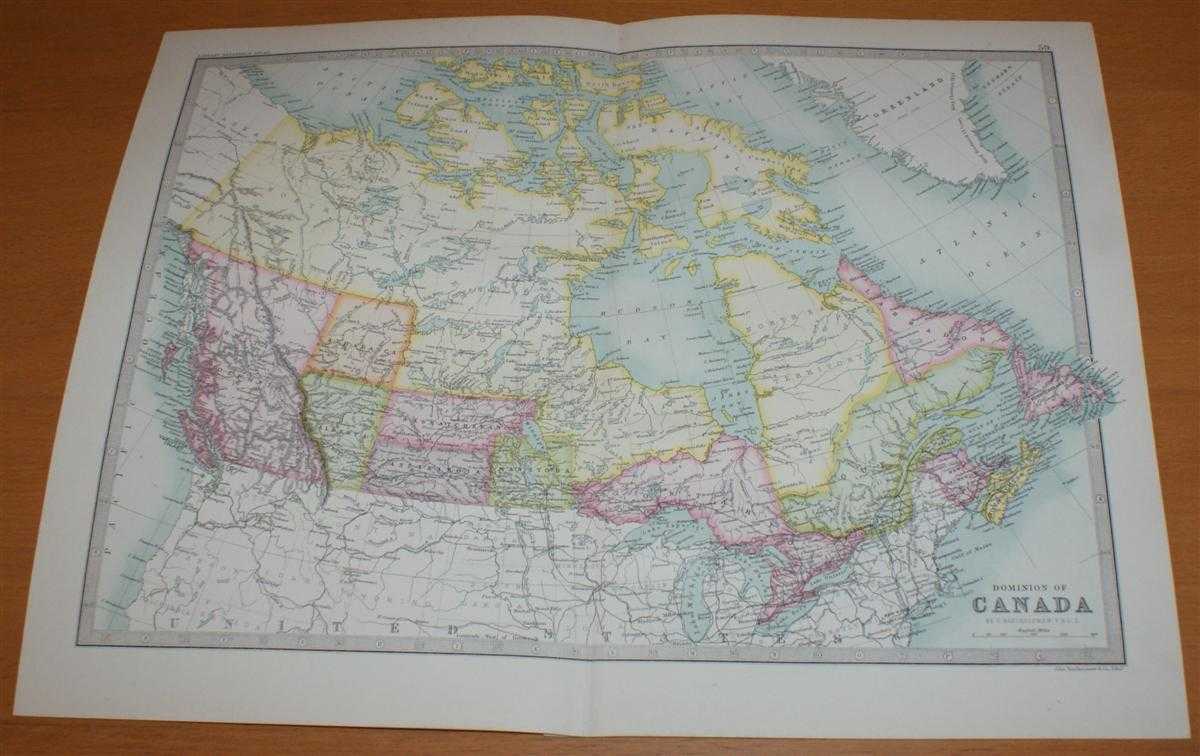 John Bartholomew - Map of the Dominion of Canada - Sheet 59 disbound from the 1890 'The Library Reference Atlas of the World'