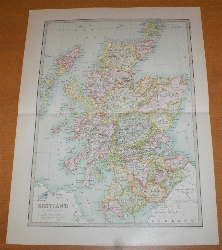 John Bartholomew - Map of Scotland - Sheet 18 disbound from the 1890 'The Library Reference Atlas of the World'