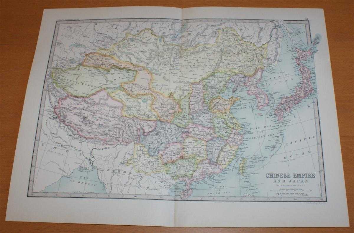 John Bartholomew - Map of the Chinese Empire and Japan - Sheet 51 disbound from the 1890 'The Library Reference Atlas of the World' including Korea (Corea), Tibet and Mongolia