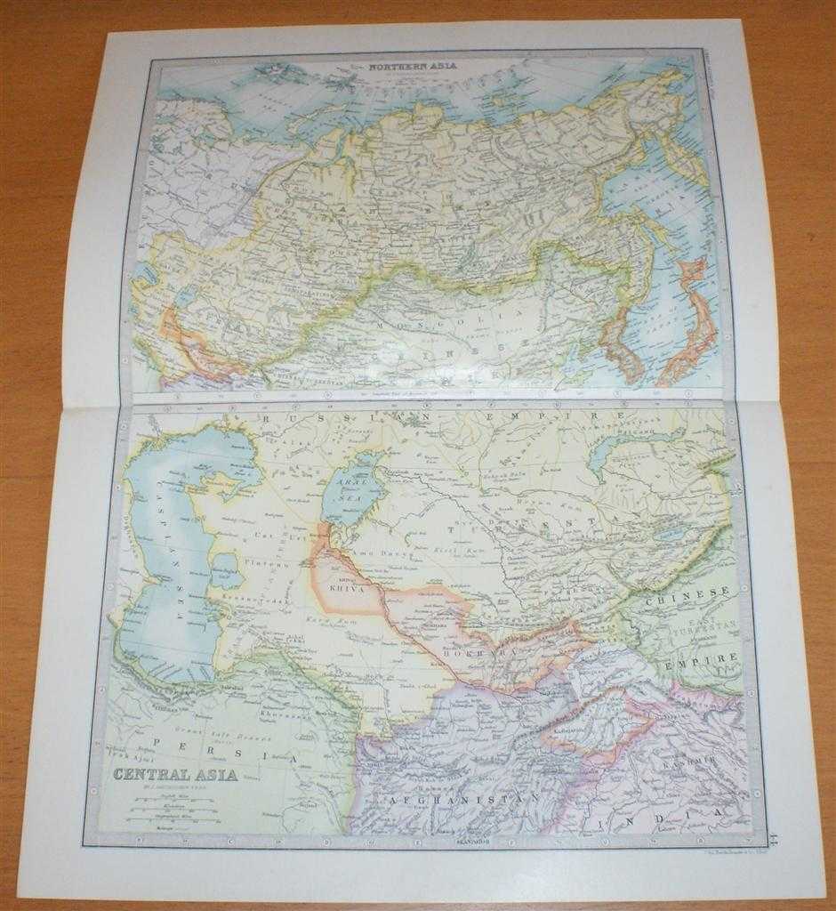 John Bartholomew - Map of 'Northern Asia and Central Asia' - Sheet 44 disbound from the 1890 'The Library Reference Atlas of the World' including modern day Siberia, Kazakhstan, Turkmenistan, Uzbekistan and Mongolia