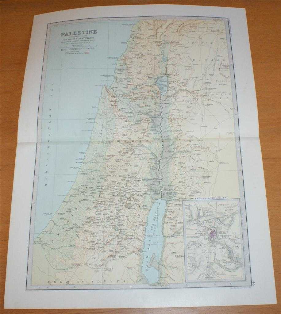 John Bartholomew - Map of Palestine - Sheet 43 disbound from the 1890 'The Library Reference Atlas of the World' from Surafend (Sarafand) to the Dead Sea, including Tyre, Jerusalem and Beersheba