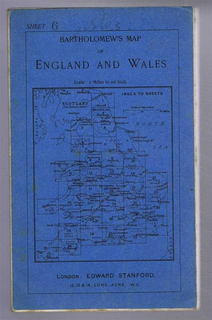 John Bartholomew & Co - Bartholomew's Map of England and Wales, Sheet 6, Leeds and Harrogate, dissected & mounted on linen - Bartholomew's 