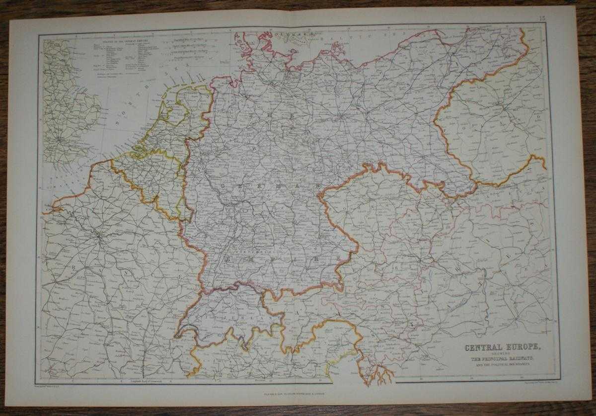 W. G. Blackie - 1884 Blackie's Map of Central Europe, showing the Principal Railways and the Political Boundaries