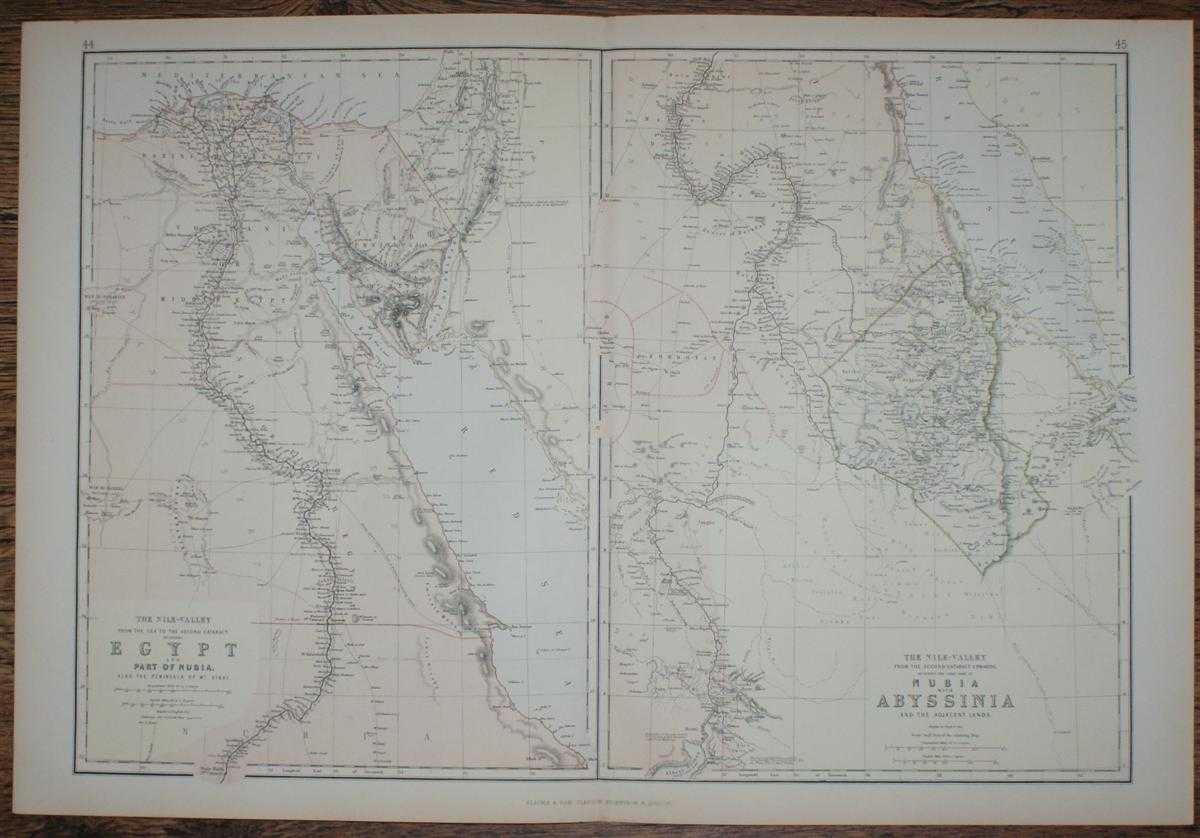 W. G. Blackie - 1884 Blackie's Maps of The Nile Valley - Egypt, Nubia & Abyssinia