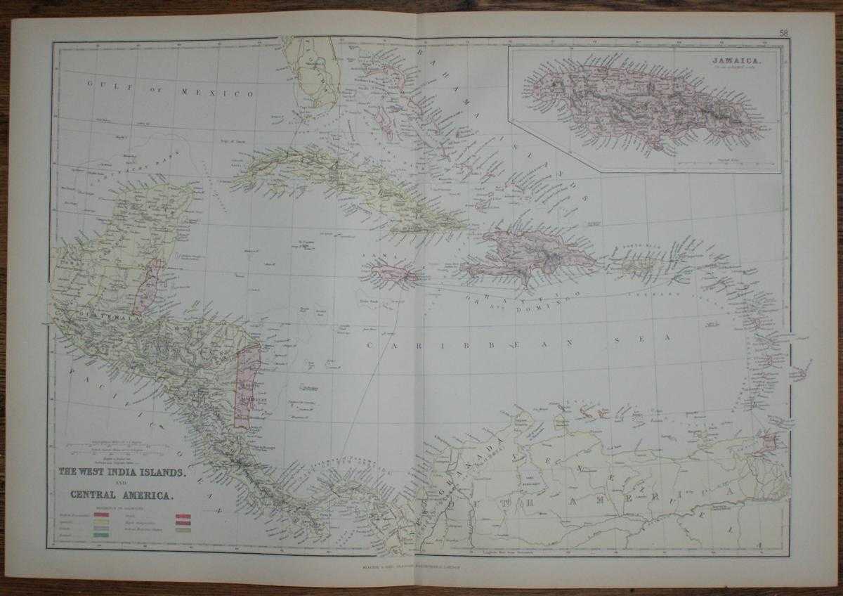 W. G. Blackie - 1884 Blackie's Map of The West India Islands and Central America