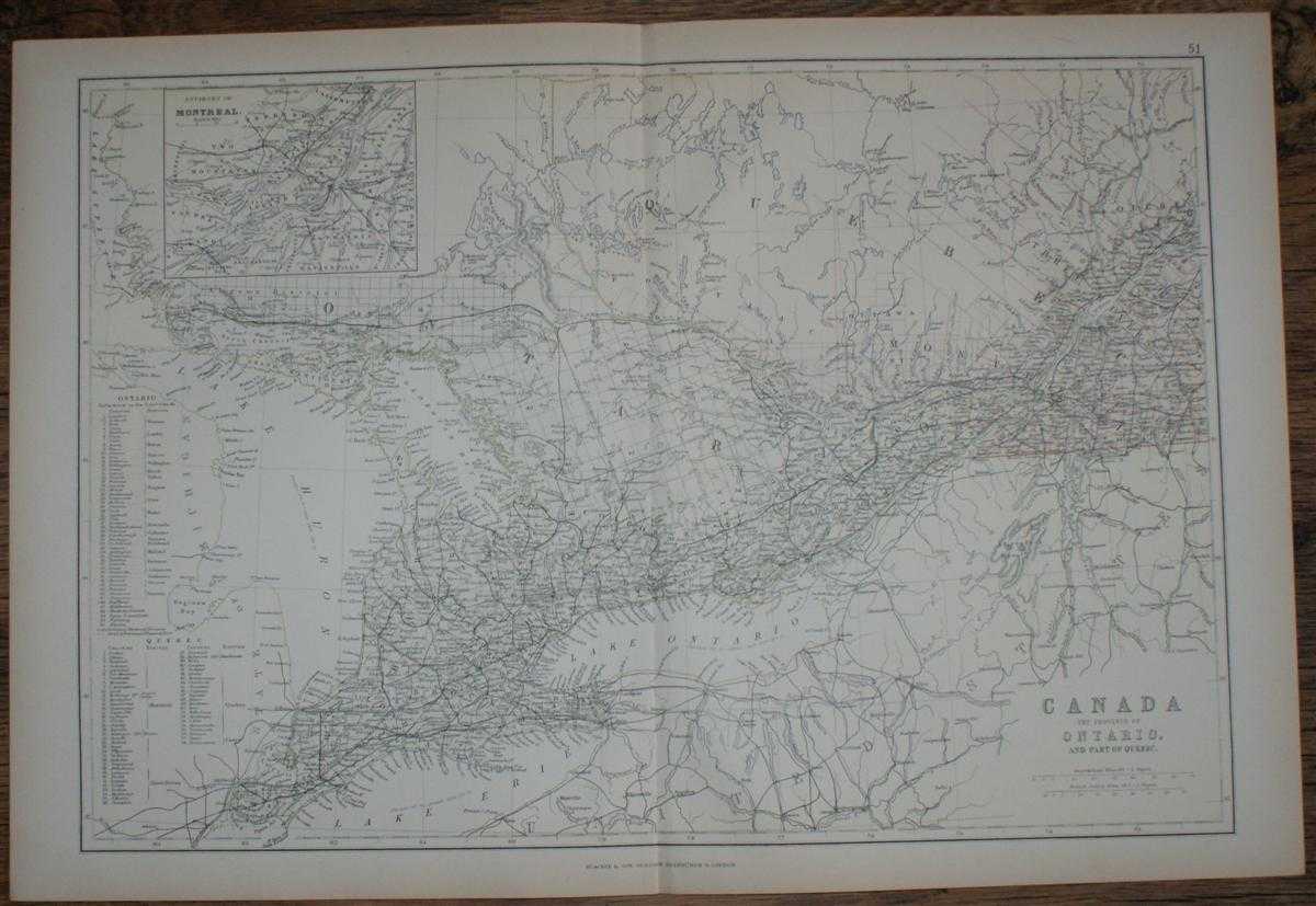 W. G. Blackie - 1884 Blackie's Map of Canada - The Province of Ontario and part of Quebec