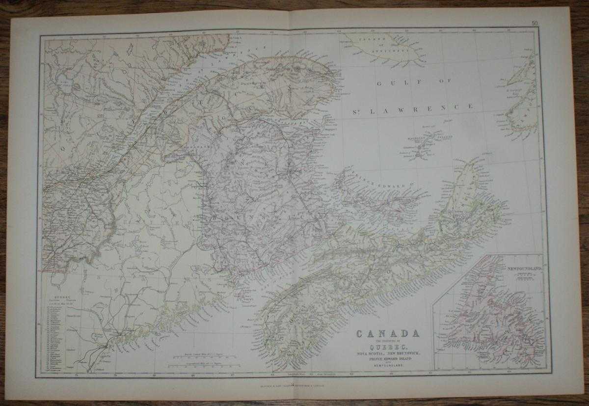 W. G. Blackie - 1884 Blackie's Map of Canada - The Provinces of Quebec, Nova Scotia, New Brunswick, Prince Edward Island and Newfoundland