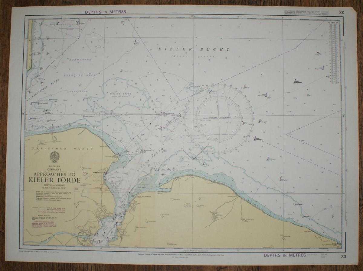 Admiralty - Nautical Chart No. 33. Baltic Sea, Germany, Approaches to Kieler Forde. Scale 1:60,000