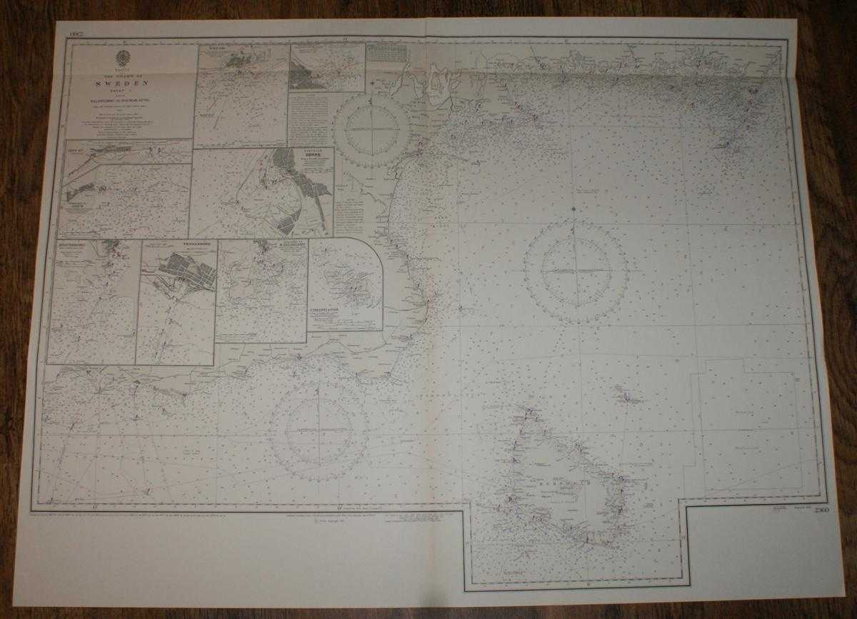 Admiralty - Nautical Chart No. 2360, Baltic, The Coast of Sweden, Sheet I, From Falsterbo to Kalmar Sund, Scale 1:205,000 main plan plus various others
