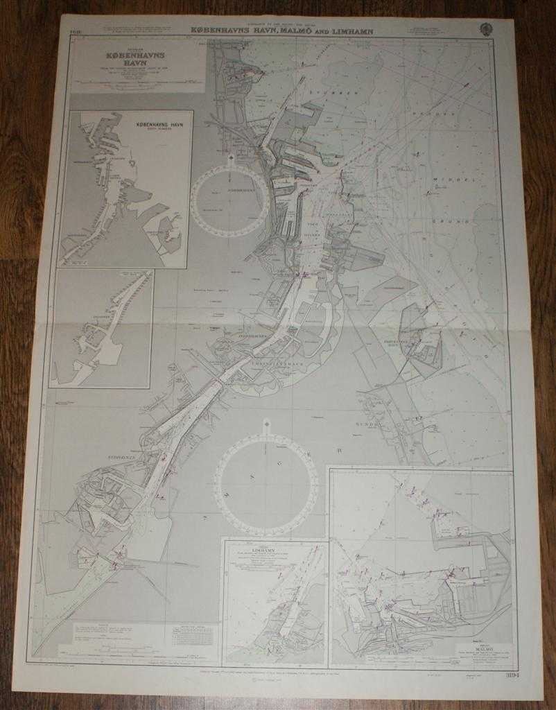 Admiralty - Nautical Chart No. 3194, Denmark, Kobenhavns, From the Danish Government Chart of 1958: Entrance to the Baltic - The Sound, Kobens Havn, Malmo and Limhamn, Scale 1:12,500