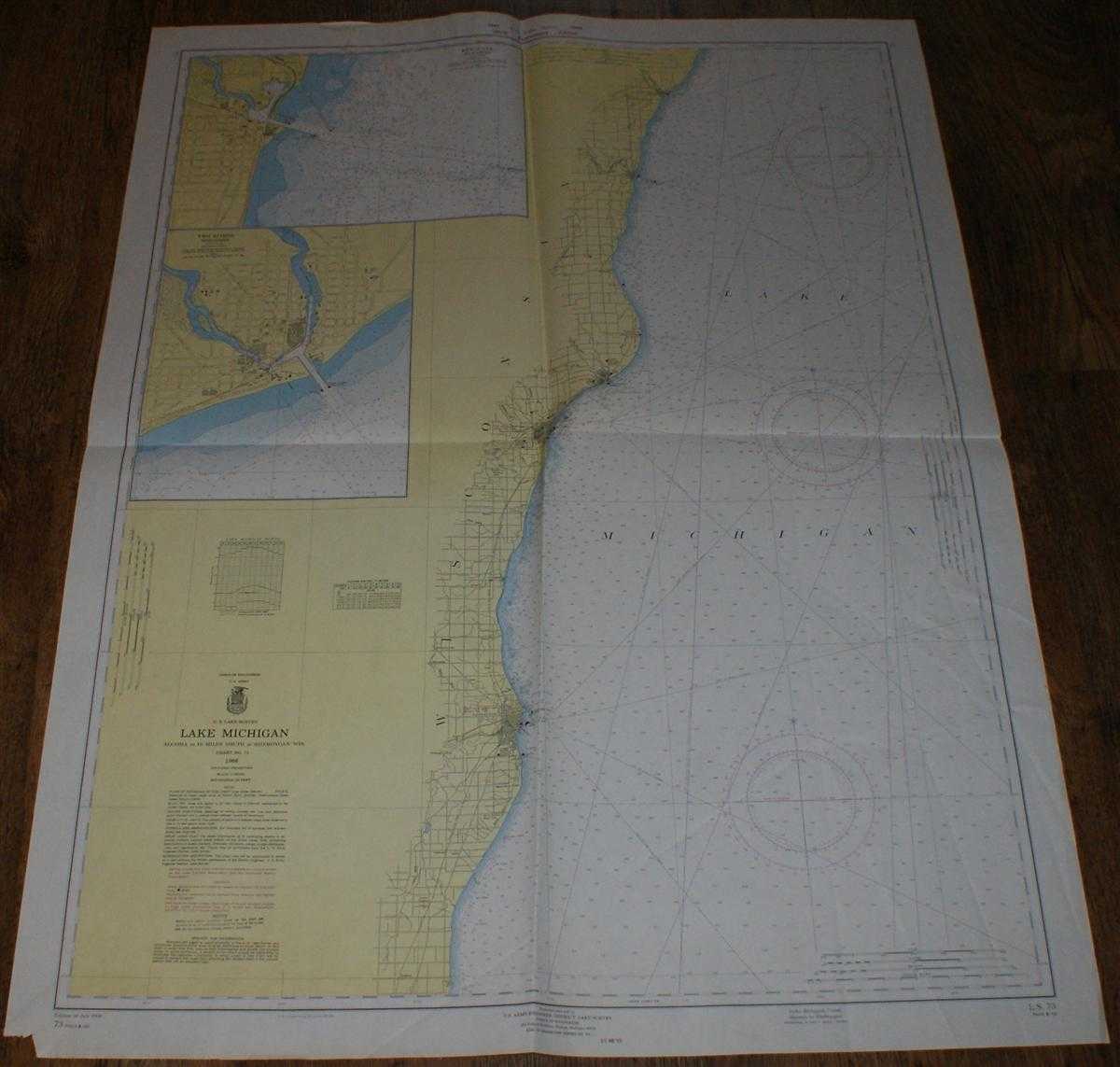 U.S Army, Corps of Engineers - Nautical Chart Lake Michigan No. L.S.73 Algoma to 18 miles south of Sheboygan, Wisconsin, Scale 1:20,000