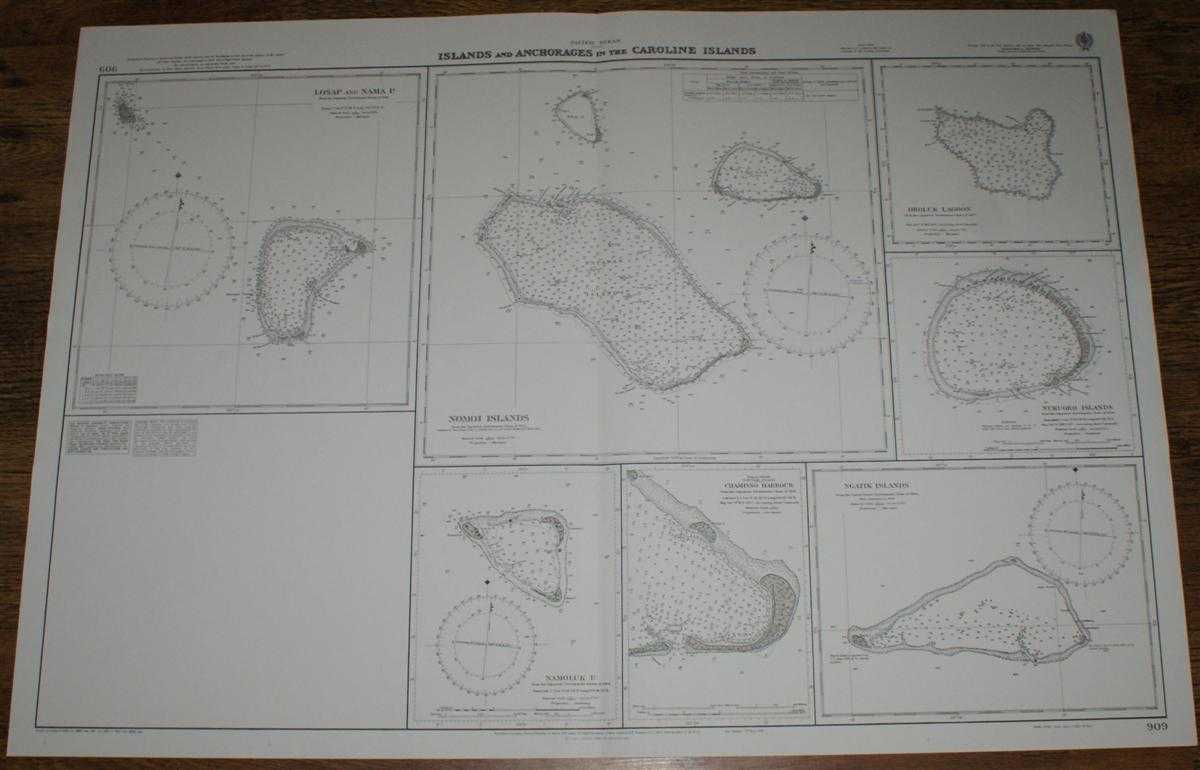 Admiralty - Nautical Chart No. 909 Pacific Ocean - Islands and Anchorages in the Caroline Islands