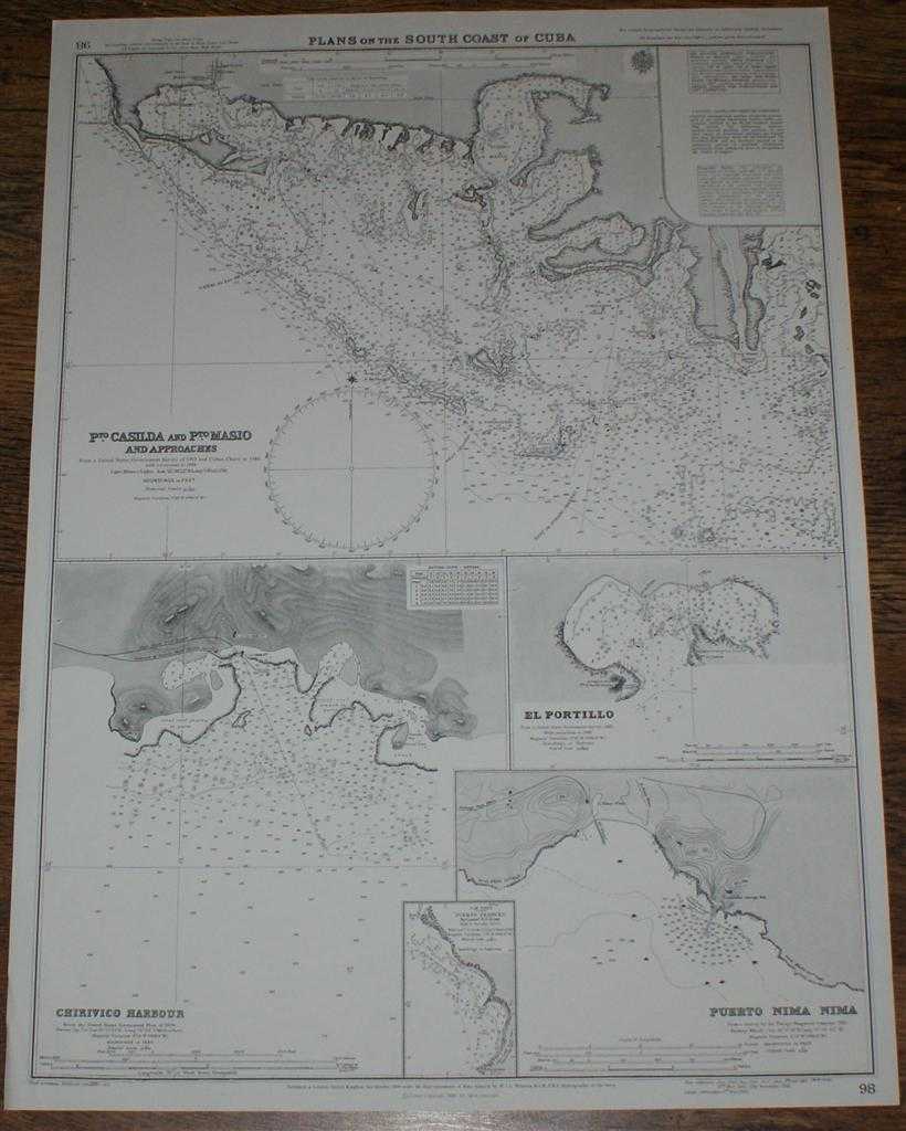 Admiralty - Nautical Chart No. 98 Plans on the South Coast of Cuba including Puerto Casilda