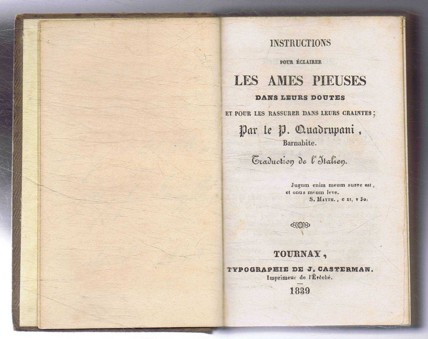 Le P Quadrupani, Barnabite - Instructions Pour Eclairer Les Ames Pieuses Dans Leurs Doutes et Pour Les Rassurer Dans Leurs Craintes (Instructions to Enlighten Pious Friends in Their Doubts and Reassure Them in Fears)