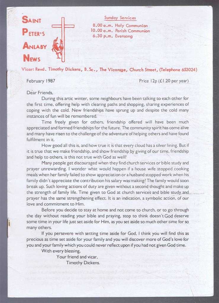 Timothy Dickens - Saint Peter's Anlaby News & York Diocesan Leaflet - February 1987