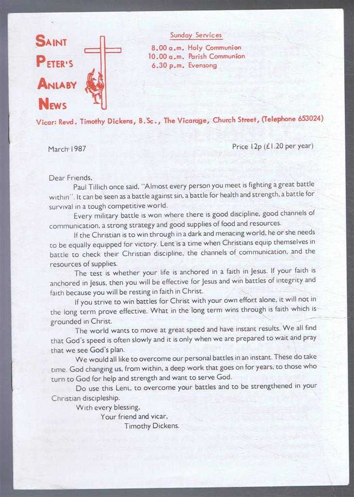 Timothy Dickens - Saint Peter's Anlaby News & York Diocesan Leaflet - March 1987